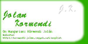 jolan kormendi business card